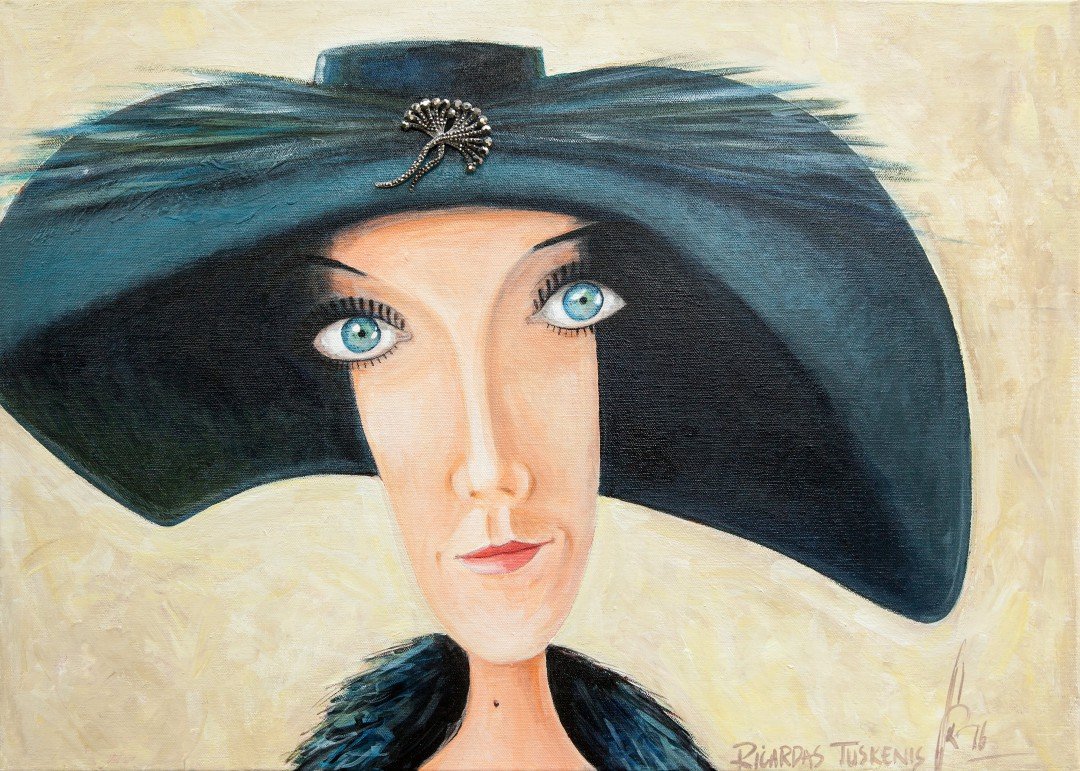 'Moteris mįslė iš D.' 50cm x 70cm Privati kolekcija. Akrilas, lakas, drobė (2016)