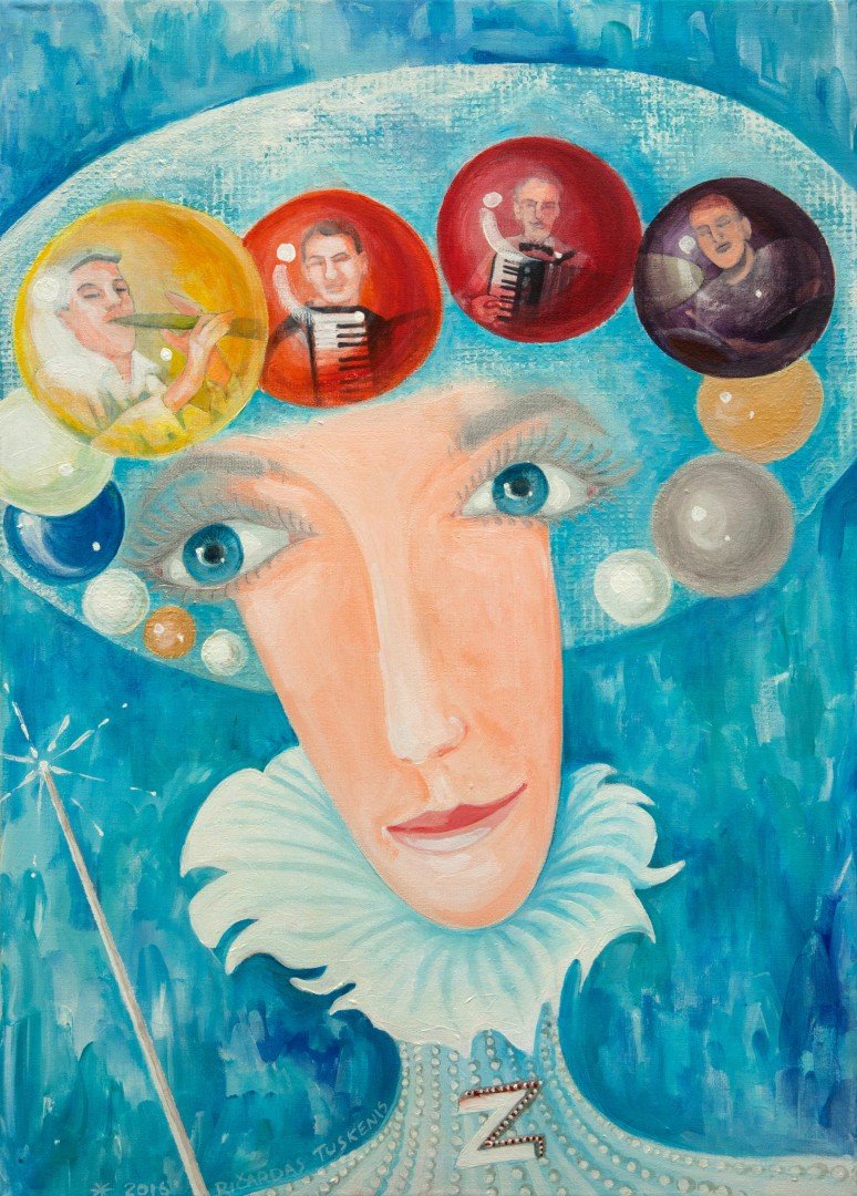 'Subtilu-Z karalienė' 50cm x 70cm Akrilas, lakas, drobė (2016)